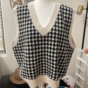 BP Black & White Houndstooth Sweater Vest